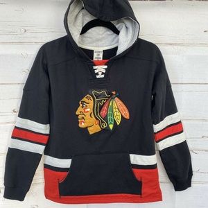 CCM Chicago Blackhawks Black Hoodie Sweatshirt L